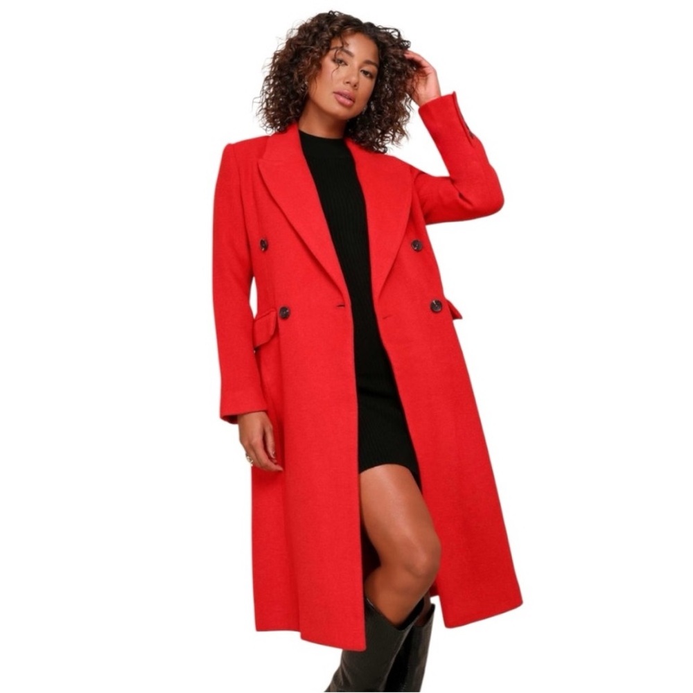 Avec Les Filles Favorite Fall Red Double Breasted Coat